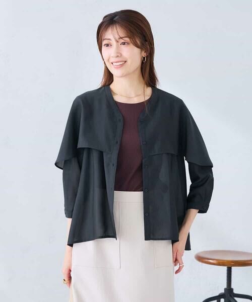 a.v.v / アー・ヴェ・ヴェ シャツ・ブラウス | ケープ風シアーブラウス | 詳細9