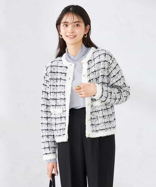 a.v.v / アー・ヴェ・ヴェ カーディガン・ボレロ | ファンシーツイードカーディガン（ツィードチェック）