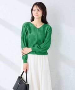 a.v.v / アー・ヴェ・ヴェ カーディガン・ボレロ | プリーツ編みVネックニットカーディガン