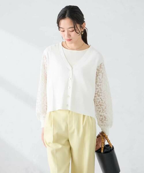 a.v.v / アー・ヴェ・ヴェ カーディガン・ボレロ | チュールレース袖ニットカーディガン | 詳細1