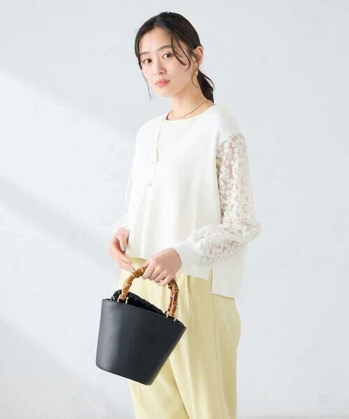 a.v.v / アー・ヴェ・ヴェ カーディガン・ボレロ | チュールレース袖ニットカーディガン | 詳細2