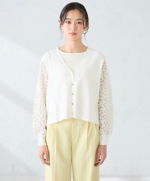 a.v.v / アー・ヴェ・ヴェ カーディガン・ボレロ | チュールレース袖ニットカーディガン | 詳細7