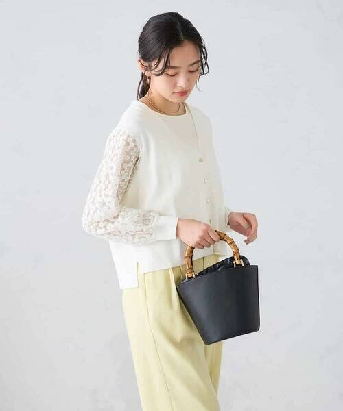 a.v.v / アー・ヴェ・ヴェ カーディガン・ボレロ | チュールレース袖ニットカーディガン（アイボリー）