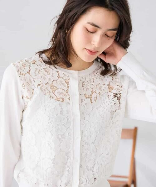 a.v.v / アー・ヴェ・ヴェ カーディガン・ボレロ | レースコンビクルーネックカーディガン | 詳細10