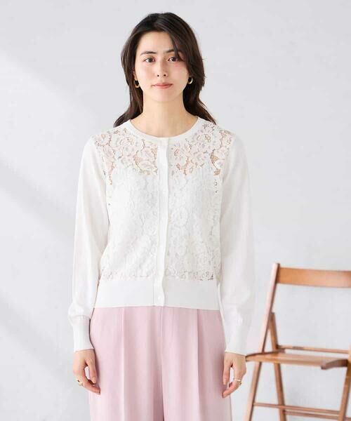 a.v.v / アー・ヴェ・ヴェ カーディガン・ボレロ | レースコンビクルーネックカーディガン | 詳細11