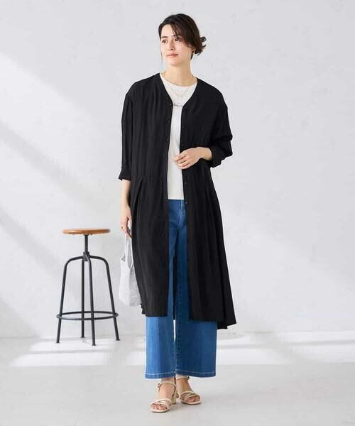 a.v.v / アー・ヴェ・ヴェ ロング・マキシ丈ワンピース | カラーレスシャツワンピース（ブラック）