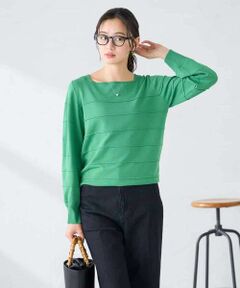 a.v.v / アー・ヴェ・ヴェ ニット・セーター | 【洗える/UVカット】タックボーダースクエアニット