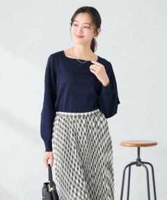 a.v.v / アー・ヴェ・ヴェ ニット・セーター | 【洗える/UVカット】タックボーダースクエアニット