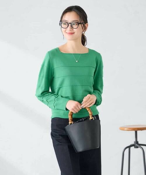 a.v.v / アー・ヴェ・ヴェ ニット・セーター | 【洗える/UVカット】タックボーダースクエアニット | 詳細22