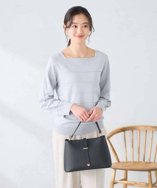 a.v.v / アー・ヴェ・ヴェ ニット・セーター | 【洗える/UVカット】タックボーダースクエアニット | 詳細5