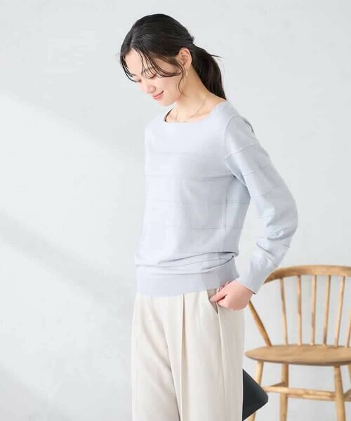 a.v.v / アー・ヴェ・ヴェ ニット・セーター | 【洗える/UVカット】タックボーダースクエアニット | 詳細6