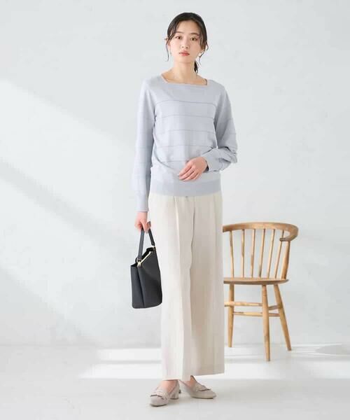 a.v.v / アー・ヴェ・ヴェ ニット・セーター | 【洗える/UVカット】タックボーダースクエアニット | 詳細8