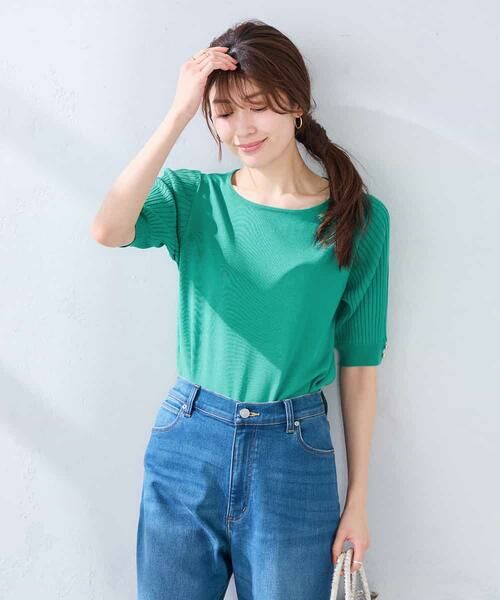 a.v.v / アー・ヴェ・ヴェ ニット・セーター | プリーツスリーブサマーニット【接触冷感/UVカット】 | 詳細2