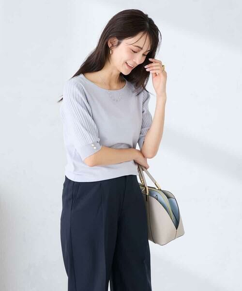 a.v.v / アー・ヴェ・ヴェ ニット・セーター | プリーツスリーブサマーニット【接触冷感/UVカット】 | 詳細7