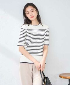 a.v.v / アー・ヴェ・ヴェ ニット・セーター | ハーフスリーブクルーネックサマーニット【洗える/接触冷感/UVカット】