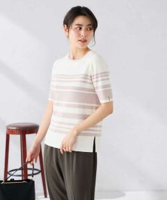 a.v.v / アー・ヴェ・ヴェ ニット・セーター | ハーフスリーブクルーネックサマーニット【洗える/接触冷感/UVカット】