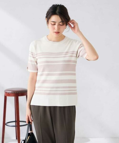 a.v.v / アー・ヴェ・ヴェ ニット・セーター | ハーフスリーブクルーネックサマーニット【洗える/接触冷感/UVカット】 | 詳細12