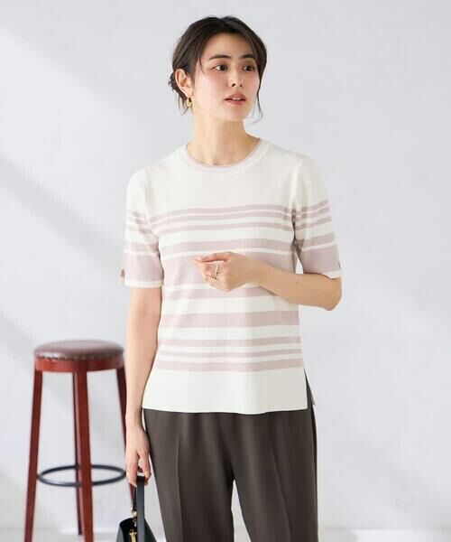 a.v.v / アー・ヴェ・ヴェ ニット・セーター | ハーフスリーブクルーネックサマーニット【洗える/接触冷感/UVカット】 | 詳細13