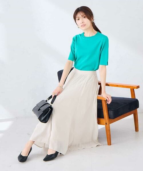 a.v.v / アー・ヴェ・ヴェ ニット・セーター | ハーフスリーブクルーネックサマーニット【洗える/接触冷感/UVカット】 | 詳細4