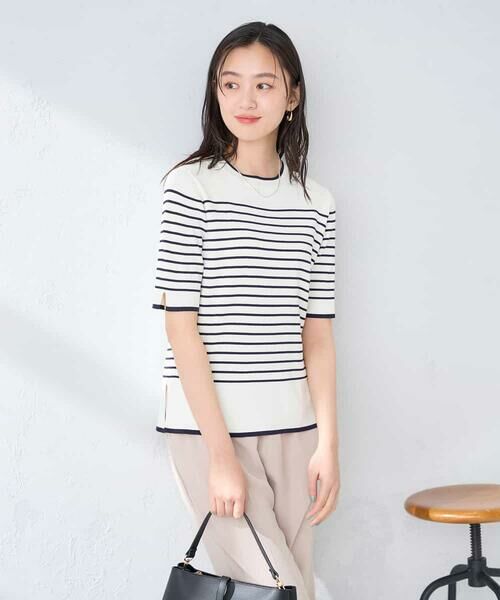 a.v.v / アー・ヴェ・ヴェ ニット・セーター | ハーフスリーブクルーネックサマーニット【洗える/接触冷感/UVカット】 | 詳細6