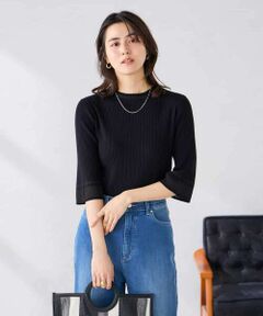 a.v.v / アー・ヴェ・ヴェ ニット・セーター | 部分シアーフレア袖リブニット