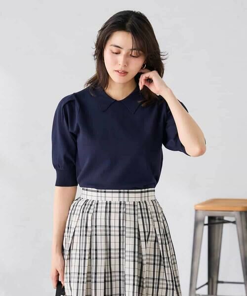 a.v.v / アー・ヴェ・ヴェ ニット・セーター | 襟付きサマーニット（ネイビー）
