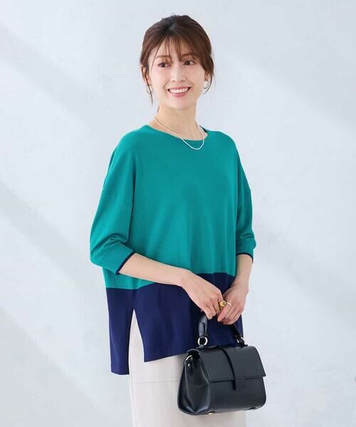 a.v.v / アー・ヴェ・ヴェ ニット・セーター | 【洗える/UVカット】バイカラーポンチョチュニック | 詳細1