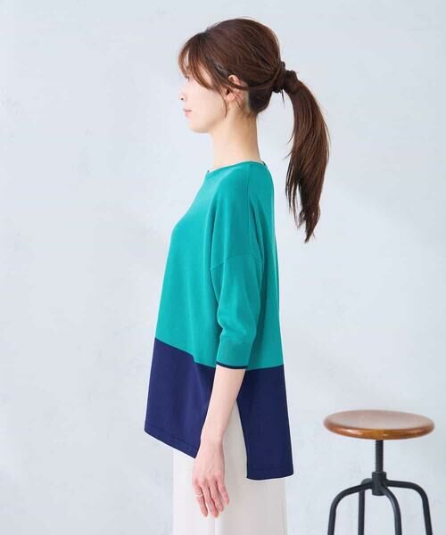 a.v.v / アー・ヴェ・ヴェ ニット・セーター | 【洗える/UVカット】バイカラーポンチョチュニック | 詳細17