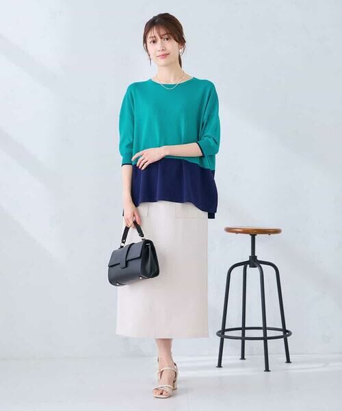 a.v.v / アー・ヴェ・ヴェ ニット・セーター | 【洗える/UVカット】バイカラーポンチョチュニック | 詳細2