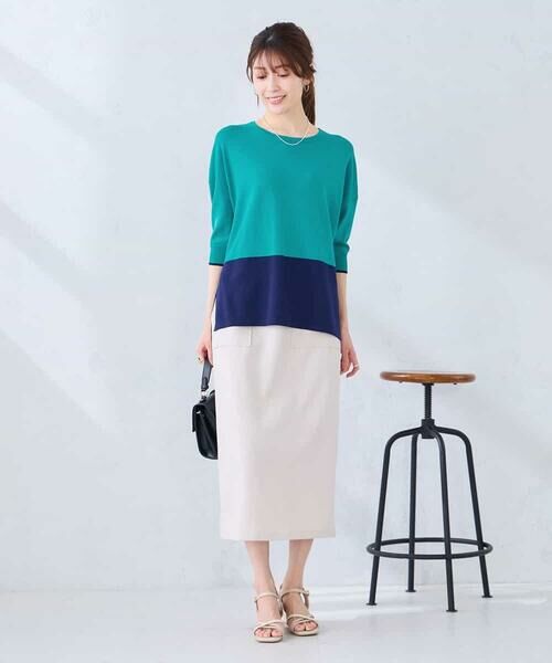 a.v.v / アー・ヴェ・ヴェ ニット・セーター | 【洗える/UVカット】バイカラーポンチョチュニック | 詳細3