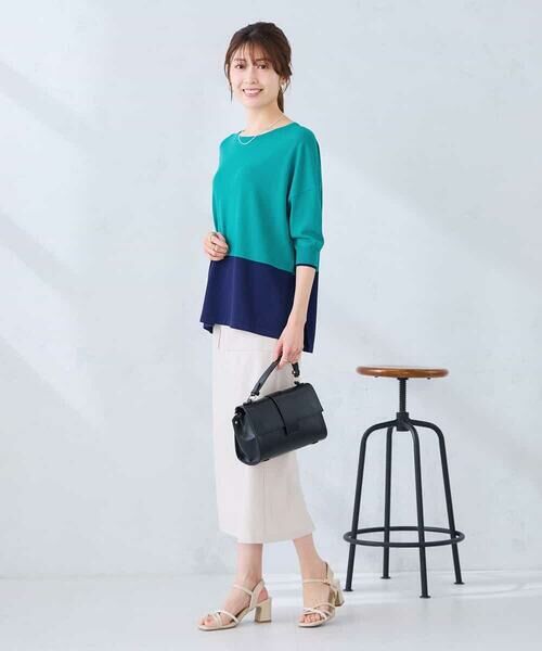 a.v.v / アー・ヴェ・ヴェ ニット・セーター | 【洗える/UVカット】バイカラーポンチョチュニック | 詳細5