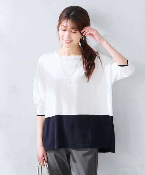 a.v.v / アー・ヴェ・ヴェ ニット・セーター | 【洗える/UVカット】バイカラーポンチョチュニック | 詳細6