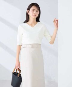 a.v.v / アー・ヴェ・ヴェ ニット・セーター | ハーフスリーブVネックサマーニット【洗える/接触冷感/UVカット】