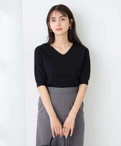 a.v.v / アー・ヴェ・ヴェ ニット・セーター | ハーフスリーブVネックサマーニット【洗える/接触冷感/UVカット】