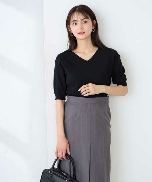 a.v.v / アー・ヴェ・ヴェ ニット・セーター | ハーフスリーブVネックサマーニット【洗える/接触冷感/UVカット】 | 詳細23