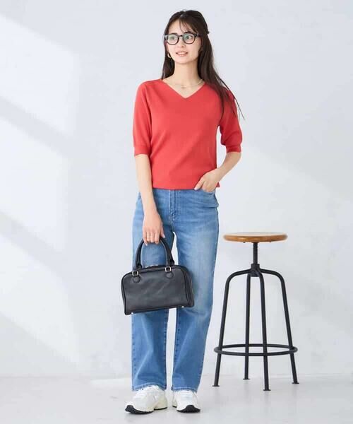 a.v.v / アー・ヴェ・ヴェ ニット・セーター | ハーフスリーブVネックサマーニット【洗える/接触冷感/UVカット】 | 詳細3