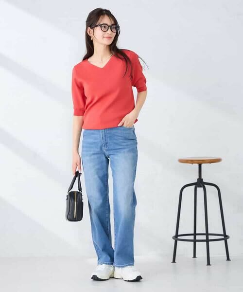 a.v.v / アー・ヴェ・ヴェ ニット・セーター | ハーフスリーブVネックサマーニット【洗える/接触冷感/UVカット】 | 詳細4