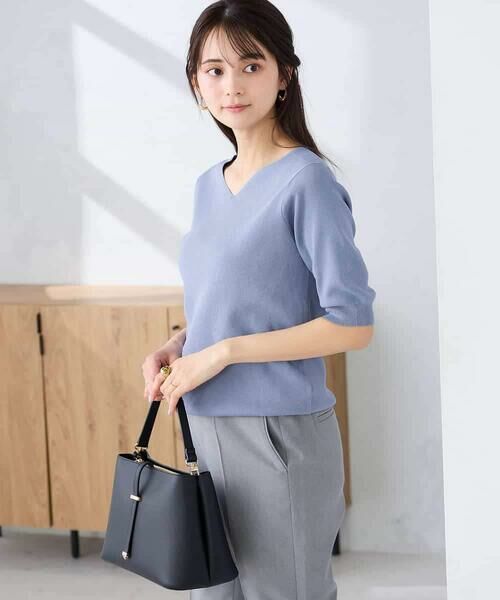 a.v.v / アー・ヴェ・ヴェ ニット・セーター | ハーフスリーブVネックサマーニット【洗える/接触冷感/UVカット】 | 詳細7