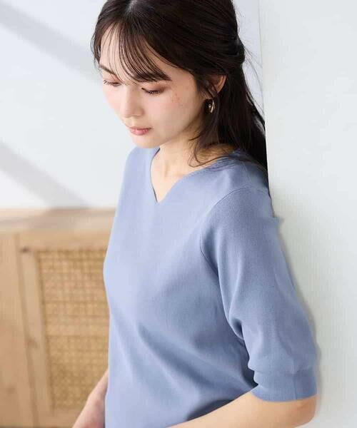 a.v.v / アー・ヴェ・ヴェ ニット・セーター | ハーフスリーブVネックサマーニット【洗える/接触冷感/UVカット】 | 詳細9