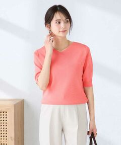 a.v.v / アー・ヴェ・ヴェ ニット・セーター | ハーフスリーブVネックサマーニット【WEB限定/洗える/接触冷感/UVカット】