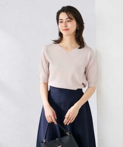 a.v.v / アー・ヴェ・ヴェ ニット・セーター | ハーフスリーブVネックサマーニット【WEB限定/洗える/接触冷感/UVカット】