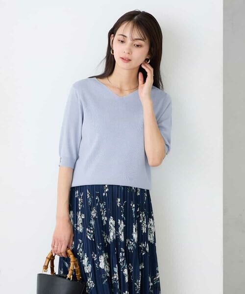 a.v.v / アー・ヴェ・ヴェ ニット・セーター | ハーフスリーブVネックサマーニット【WEB限定/洗える/接触冷感/UVカット】 | 詳細11