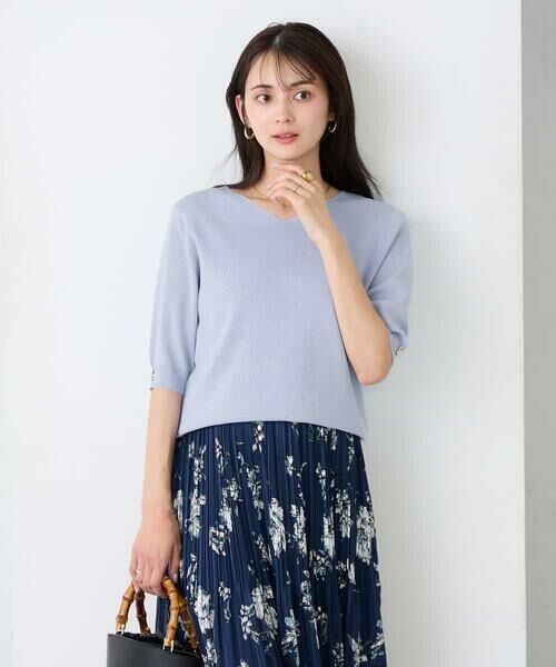 a.v.v / アー・ヴェ・ヴェ ニット・セーター | ハーフスリーブVネックサマーニット【WEB限定/洗える/接触冷感/UVカット】 | 詳細12