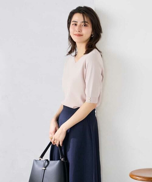 a.v.v / アー・ヴェ・ヴェ ニット・セーター | ハーフスリーブVネックサマーニット【WEB限定/洗える/接触冷感/UVカット】 | 詳細18