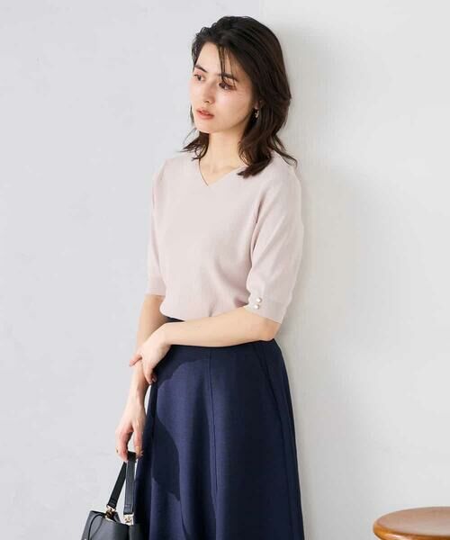 a.v.v / アー・ヴェ・ヴェ ニット・セーター | ハーフスリーブVネックサマーニット【WEB限定/洗える/接触冷感/UVカット】 | 詳細19