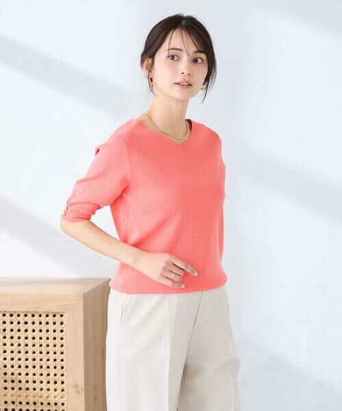 a.v.v / アー・ヴェ・ヴェ ニット・セーター | ハーフスリーブVネックサマーニット【WEB限定/洗える/接触冷感/UVカット】 | 詳細2