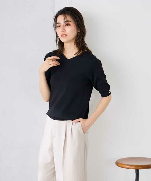 a.v.v / アー・ヴェ・ヴェ ニット・セーター | ハーフスリーブVネックサマーニット【WEB限定/洗える/接触冷感/UVカット】 | 詳細25