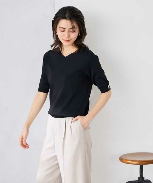 a.v.v / アー・ヴェ・ヴェ ニット・セーター | ハーフスリーブVネックサマーニット【WEB限定/洗える/接触冷感/UVカット】 | 詳細26