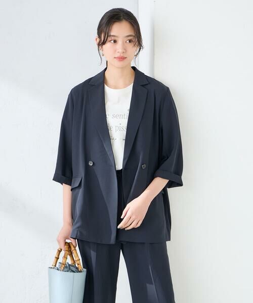 a.v.v / アー・ヴェ・ヴェ テーラードジャケット | ［支持率NO.1/接触冷感/速乾/UVカット/イージーケア］ハーフスリーブダブルジャケット | 詳細1