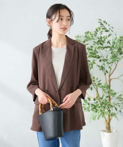 a.v.v / アー・ヴェ・ヴェ テーラードジャケット | ［支持率NO.1/接触冷感/速乾/UVカット/イージーケア］ハーフスリーブダブルジャケット（ブラウン）